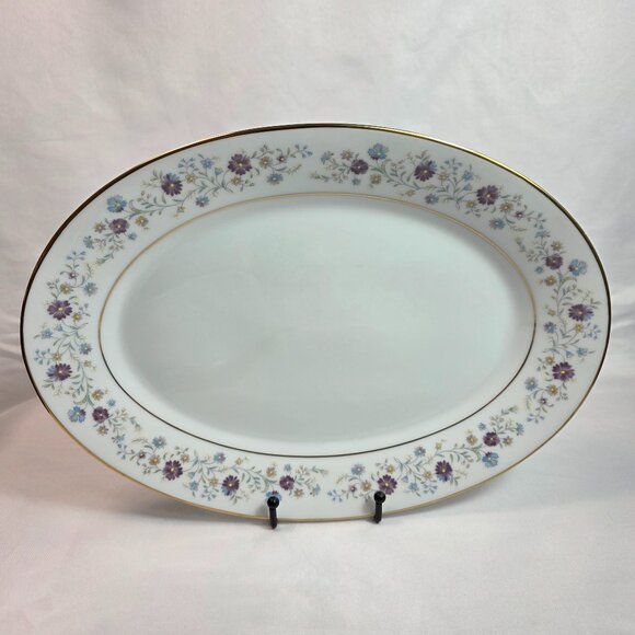 Noritake Longwood #2485 14 Inch Serving Platter Purple, Blue & Yellow Flowers - Picture 1 of 10